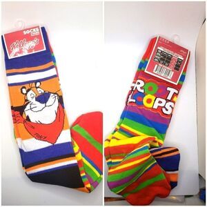 𝅺kellogs socks cereal Tony the tiger fruit loops socks